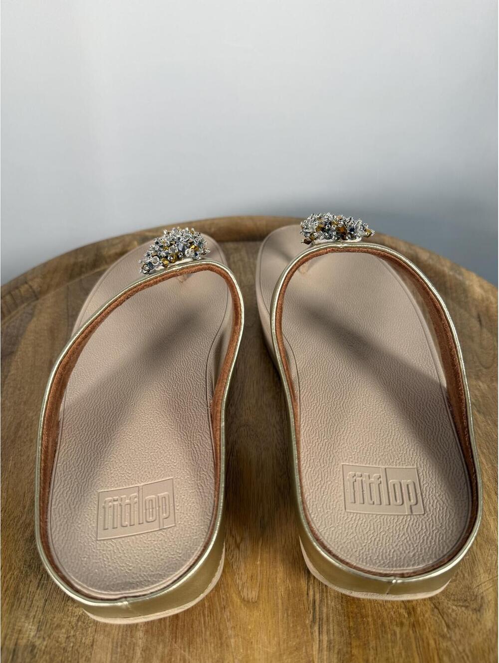 FitFlop Galaxy Toe Wedge Flip Flop Women’s US 9 Platino Sandals NWB - Picture 5 of 12